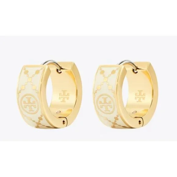 Tory Burch T-Monogram Bangle Bracelet & Huggie Earring Set - Picture 3 of 7